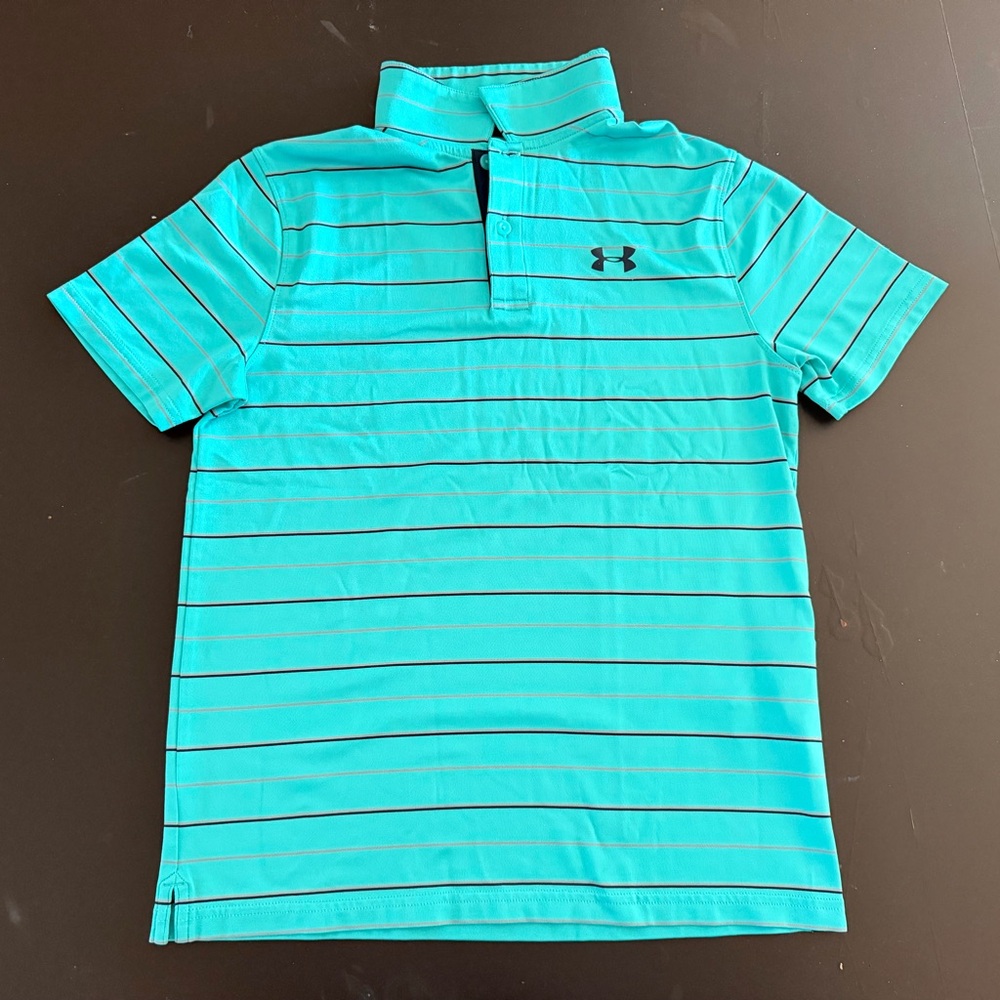 Under Armour Kids Teal Striped Polo